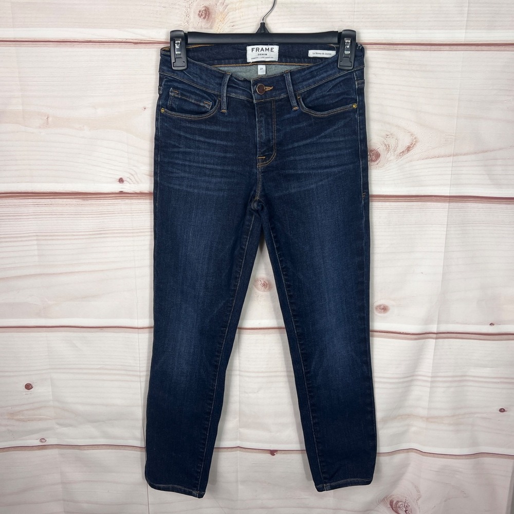 Frame Jeans Womens 27 Blue Le Skinny De Jeanne Dark Wash Ankle Mid Rise Stretch